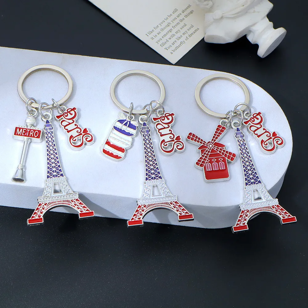 Изысканный эмалированный брелок с Эйфелевой башней, металлический брелок для ключей Paris Arc de Triomphe, подвеска на рюкзак, автомобильный держатель для ключей, аксессуары