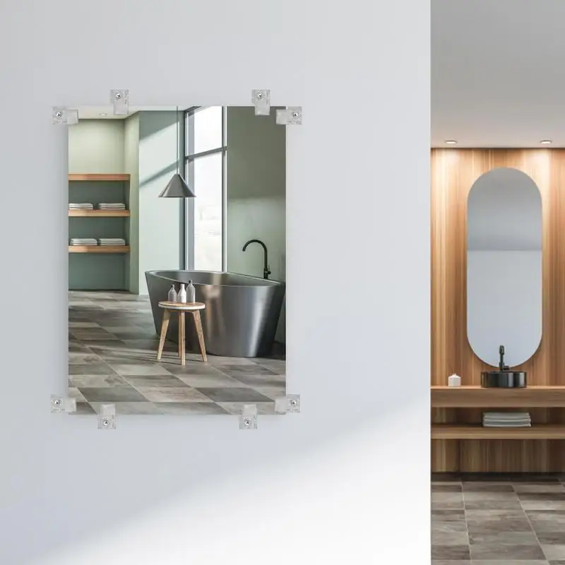 Glass Retainer Clips 100X Mirror Cabinet Clips Non-Slip Installing Bracket Clear Retainer Fasteners Kit For Fixing Cabinet Doors