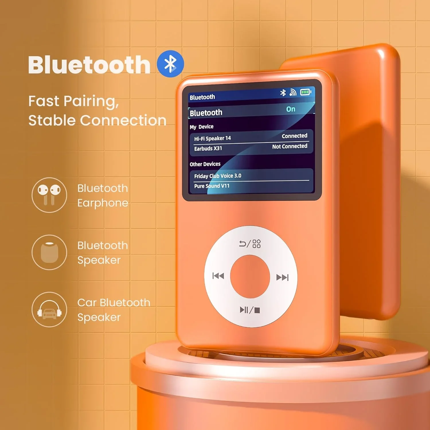 مشغل Mp3 سعة 128 جيجابايت من INNIOASIS مزود بتقنية البلوتوث، ومشغل موسيقى محمول مع فيديو وراديو ومشغل Hifi ومفاتيح آي بود التي تعمل باللمس