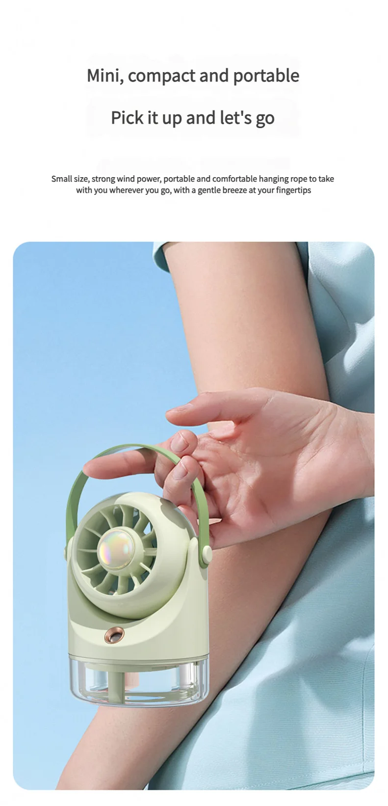 MEET SUN USB-Lade-Mini-Ventilator, Tisch-Sprühklimaanlage, 3-stufiger Klimaventilator mit Wasserkühlung, USB-Typ – Detail 9