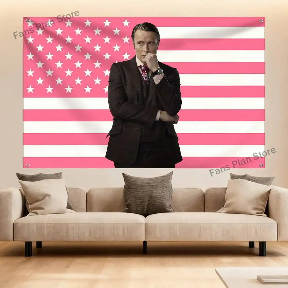 Mads M-Mikkelsen H-HannibalS Flag Tapestry Banner For Bedroom Outdoor Living Room Restaurant Bar Wall Decor Party