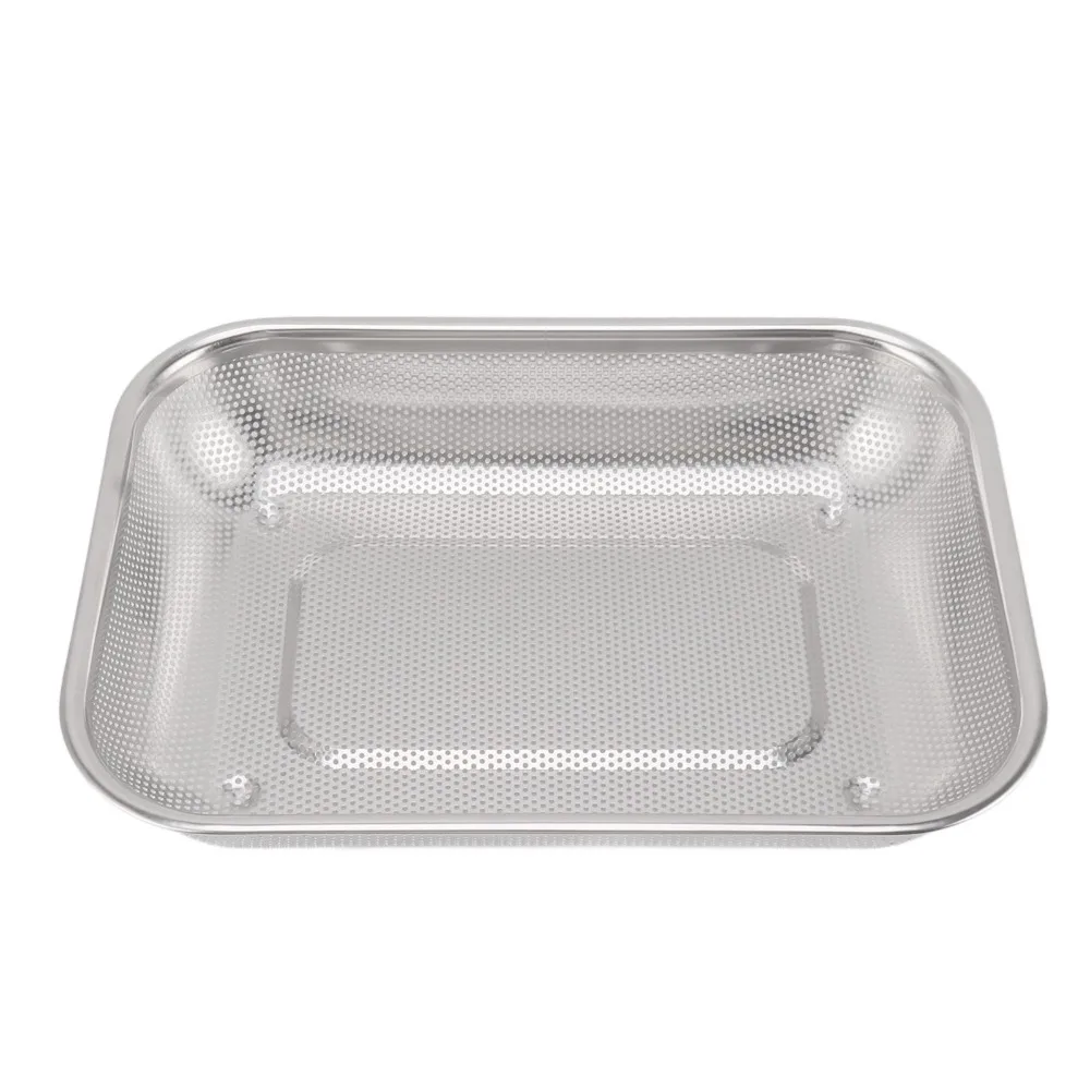Stainless Steel Rectangular Strainer Basket S/L Fine Mesh Vegetable Washing Basket Rectangle Shape Kitchen Strainer Colander