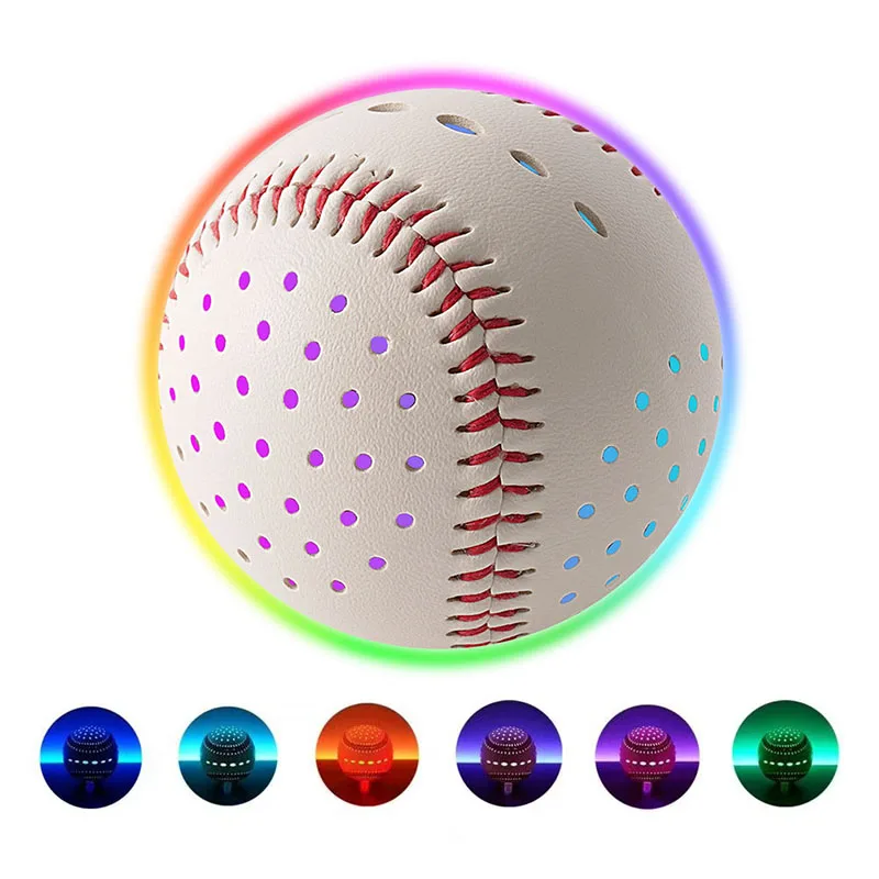 1Pcs Glow Baseball Colorful LED Light Up 6 Colors 2 Shining Molds Faux Leather Rechargeable Practice Baseball Decoration Gift