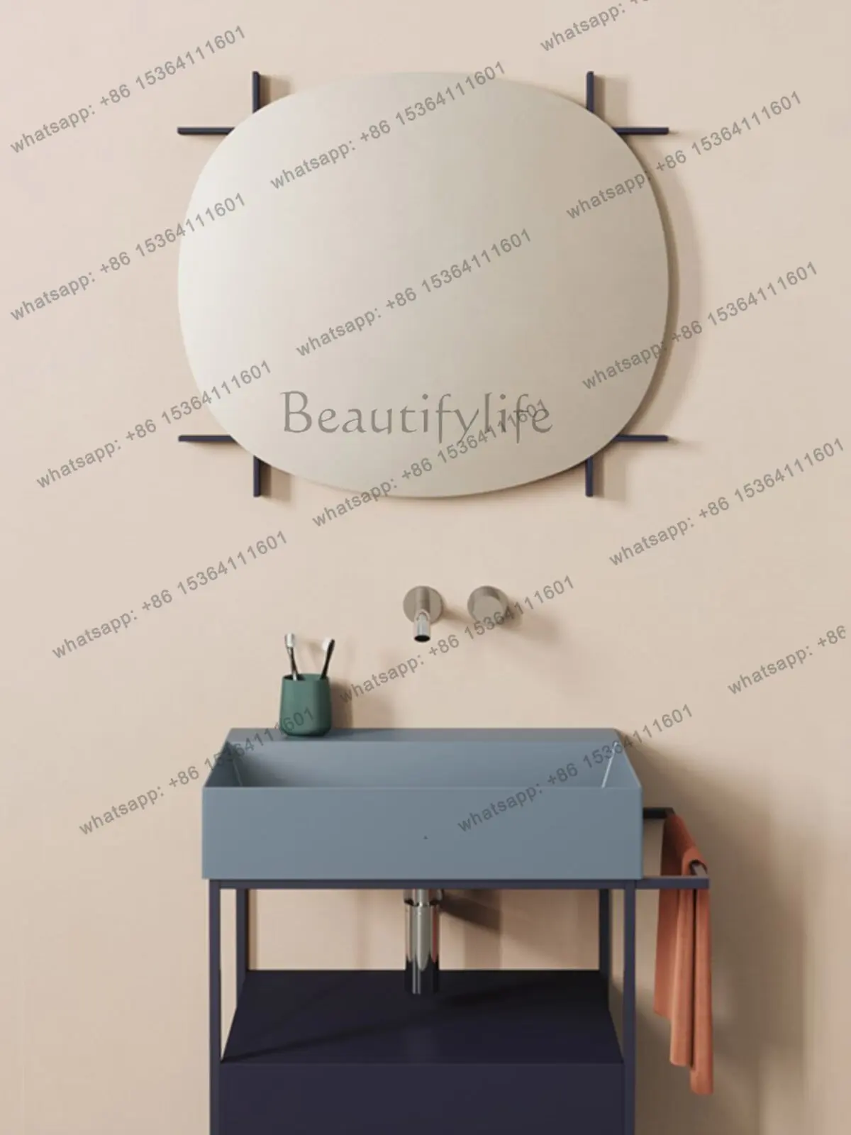 European light luxury bathroom mirror smart LED light anti-fog special-shaped makeup mirror