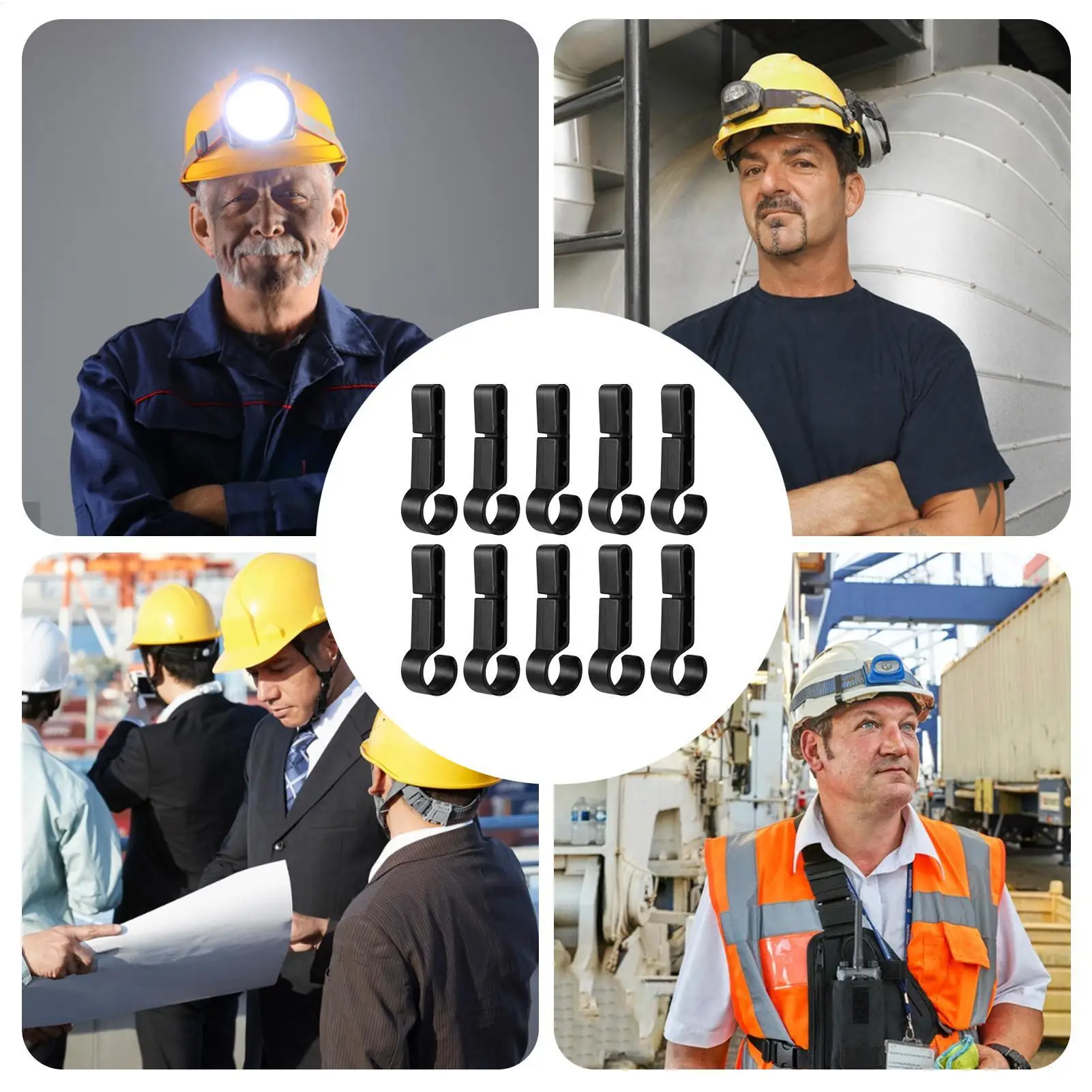 10Pcs Plastic Helmet Clips Attachment Head Light Clamps Compact Design Black Set Lightweight durable fixation Headlamp Hook