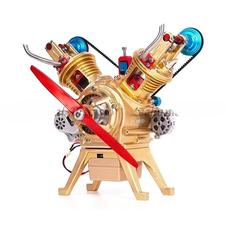 

Модель двухцилиндрового двигателя V2, цельнометаллический сборочный двигатель, мини-двигатель автомобиля «сделай сам», лучшая строительная игрушка в подарок
