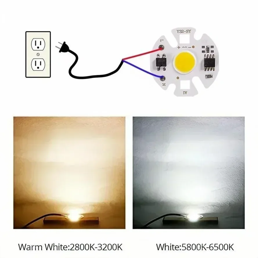 10Pcs/Pack Y32 LED COB Chip Lamp AC110V 220V Smart IC Driver 3-12W No Need Transformer for Spotlight Downlight DIY Light Source