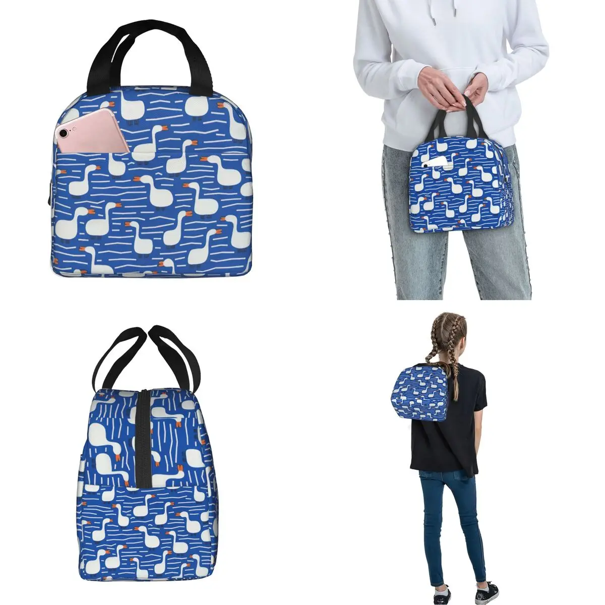 Eend Geïsoleerde Lunchtas Thermische Tas Herbruikbare Schattige Cartoon Draagbare Draagtas Lunchbox Food Bag Werk Buiten