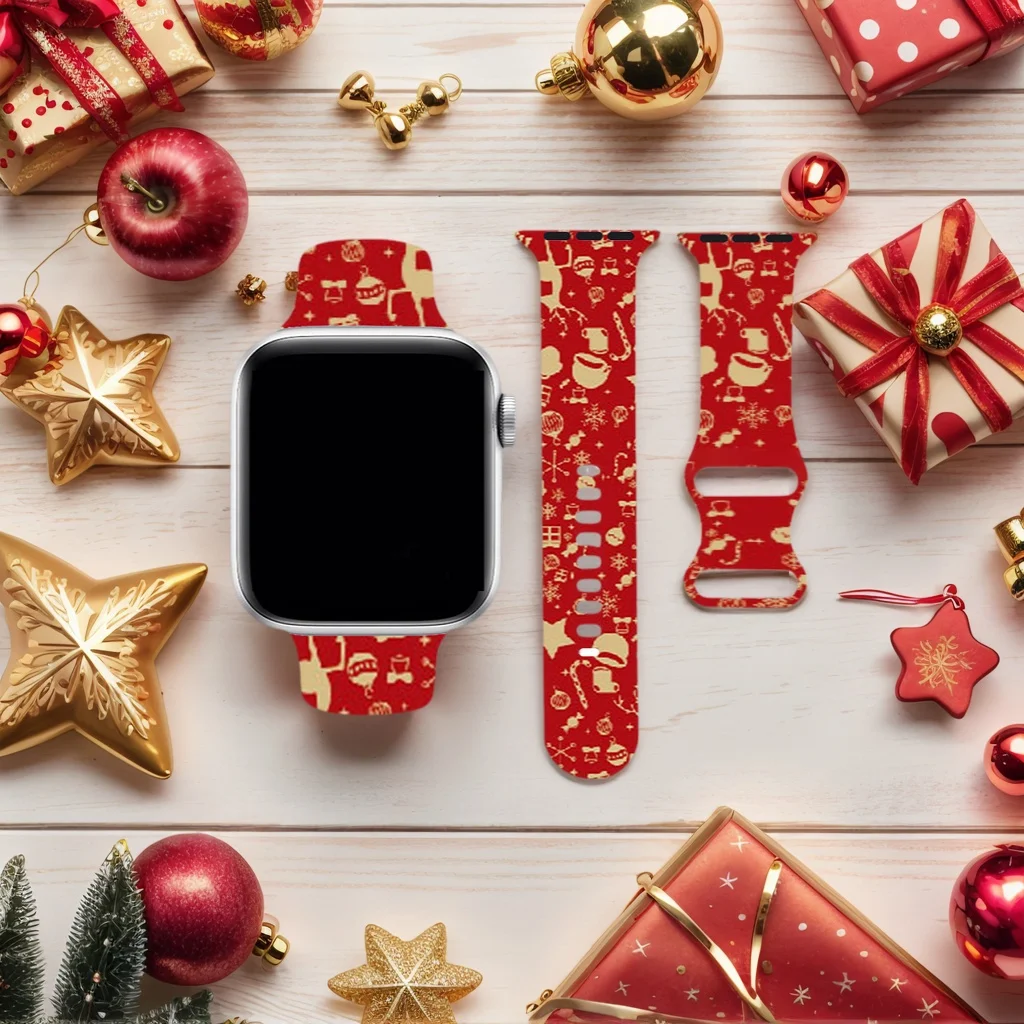Weihnachts-Silikonband für Apple Watch-Bänder 41/42/44/45/46/49 mm, Feiertage, Weihnachten, Weihnachtsmann-Armband für iWatch-Serie Ultra3 SE 11, 10 9