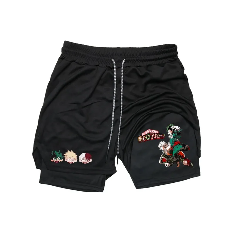 

Fitness Shorts Izuku Midoriya for Men Printed 2in1 Sports Breathable Performance Shorts Towel Pants Workout Quick-drying Pants