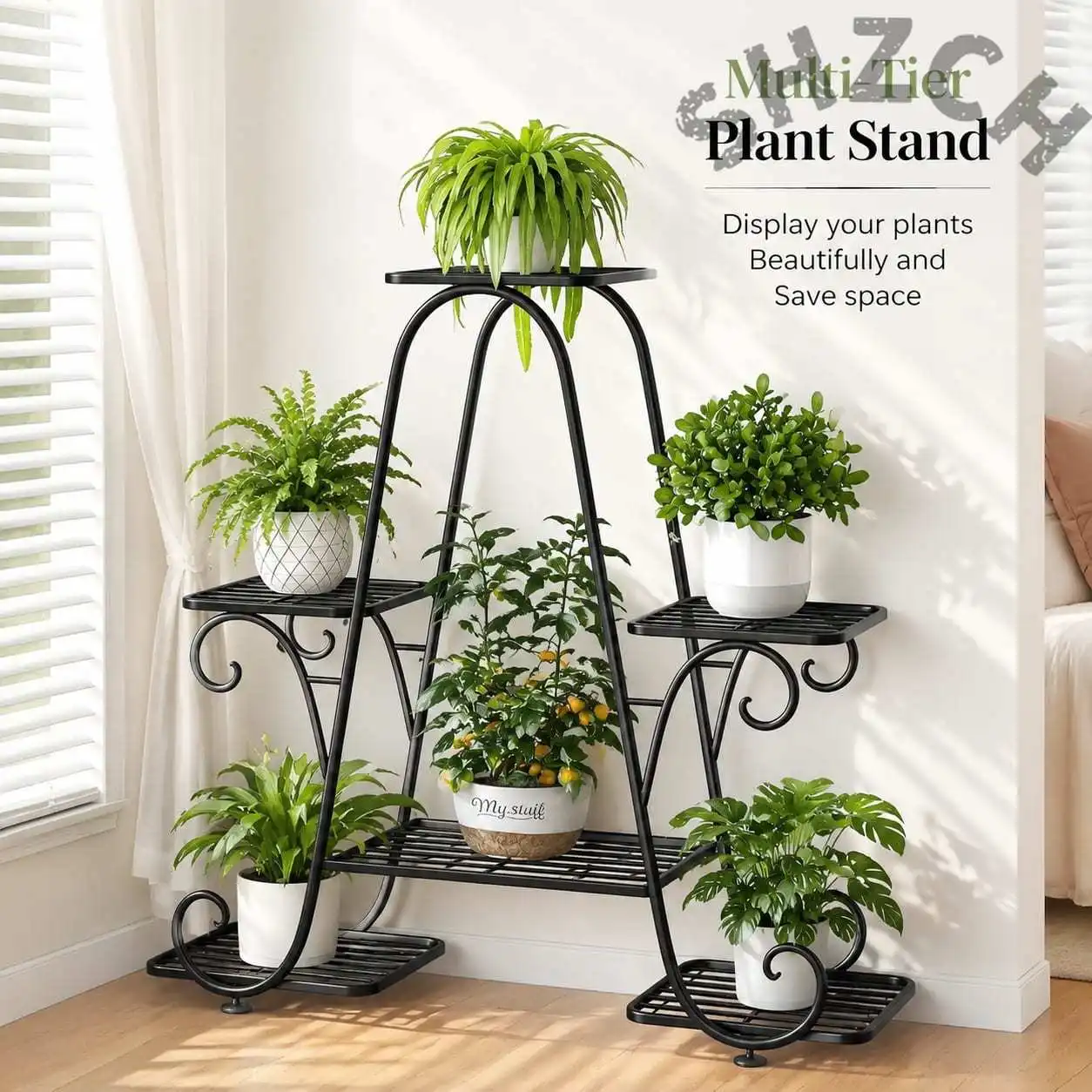 Metal Multi-Tier Plant Stand for Indoor & Outdoor Use – Space-Saving Flower Display Rack for Living Room, Balcony, or Garden