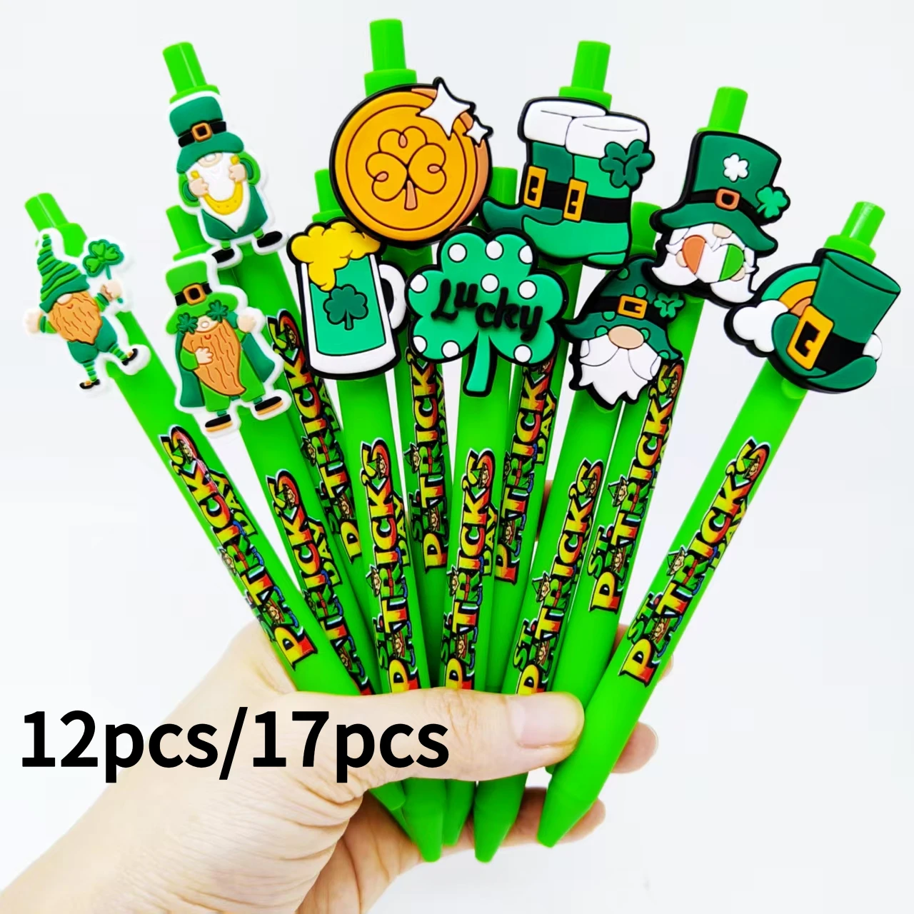 

12 шт./17 шт. зеленая шариковая ручка St. Pat с праздничной нашивкой, универсальная шариковая ручка для домашнего офиса