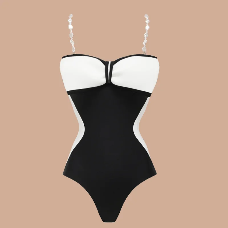 2024 Women Swimwear Black and White Bow Decor One Piece Beachwear bikini Two piece Bathing Suit Swimsuit and Skirt