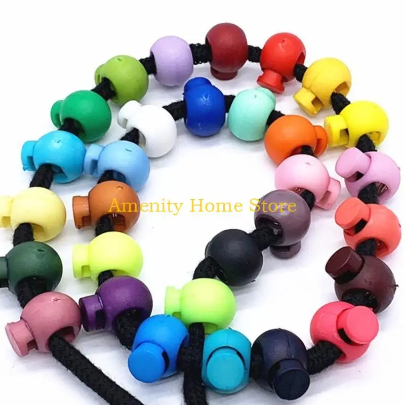F26C 100 Pieces Plastic Cord Locks Assorted Colors Fastener Toggles for Shoelaces, Drawstrings, Paracord, Bags, Clothing