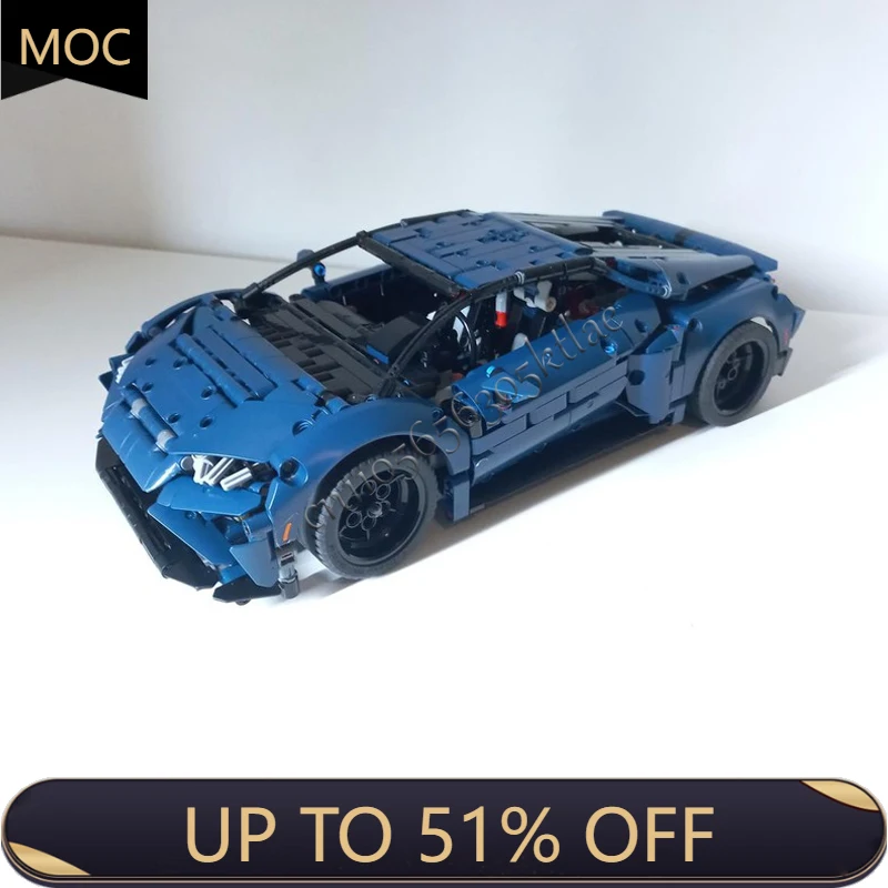 

1264 PCS MOC Technology Racing Blue Supercar Model Building Blocks Speed Vehicle Bricks Toys Kid Adult Birthday Christmas Gift