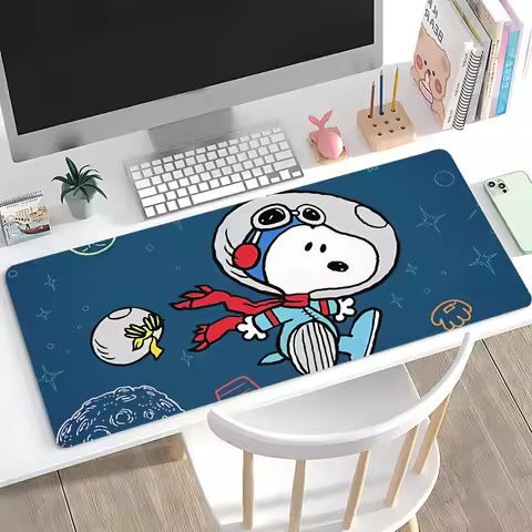 Cute S-SnooPy Kawaii Mousepad Large Anti-Slip Mouse Pad Stitched Edges Mat Durable Desk Laptop Gaming​ Keyboard Pad XXL