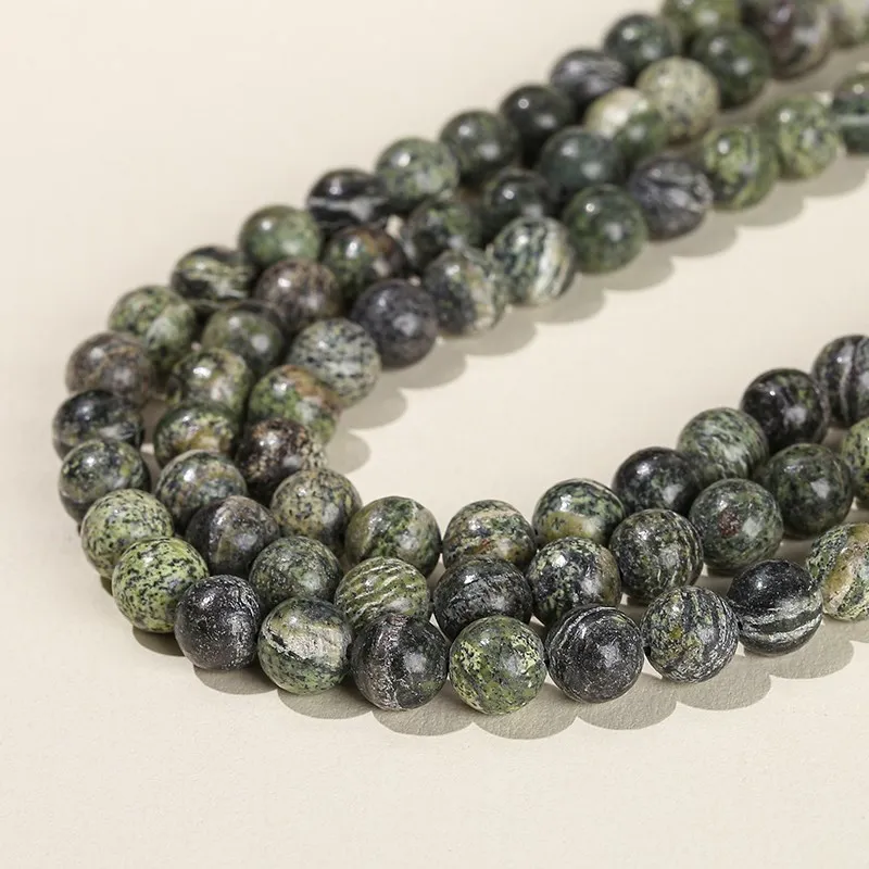 Natural Stone Green Zebra Jasper Round Loose Spacer Beads 4 6 8 10 12mm For Jewelry Making Diy Necklace Bracelet Accessory