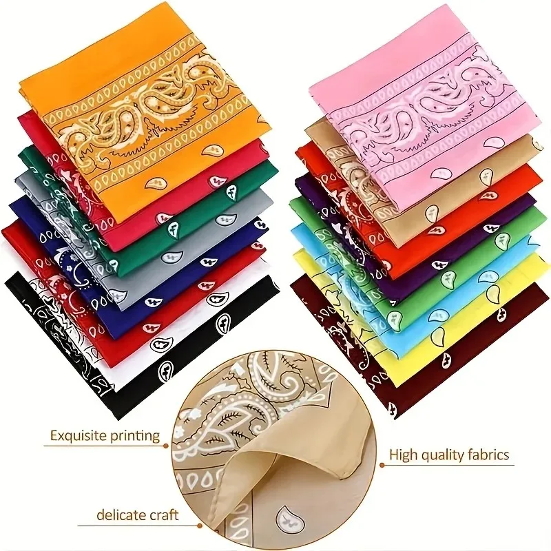 1pc Cashew Flower Large Square Scarf Deformation Insect Paisley Hip Hop Square Scarf Street Dance Cycling Bandana