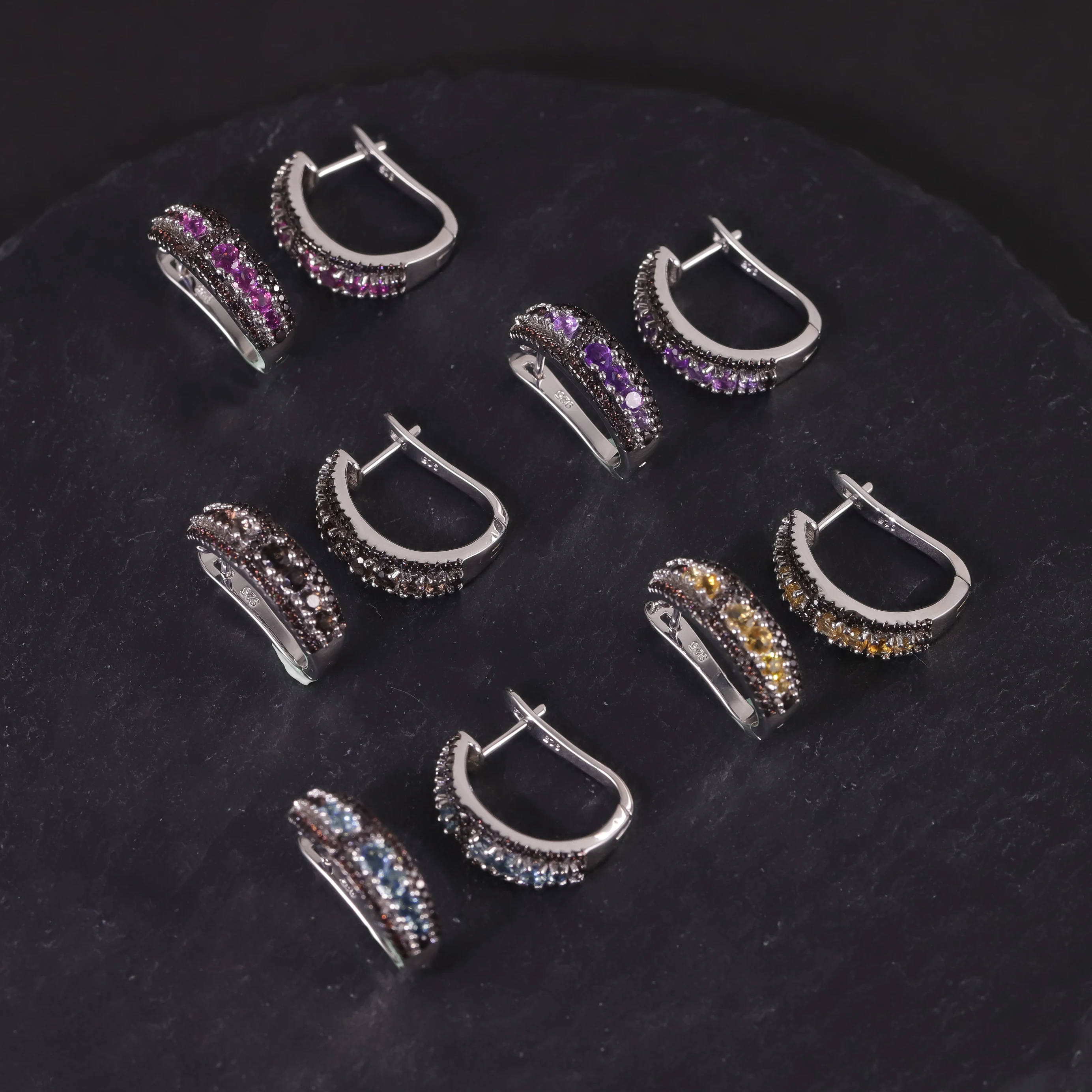 

GEM'S BALLET Birthstone Jewelry Natural Colorful Gemstone Designer Collection Unique Design 925 Sterling Silver Earrings