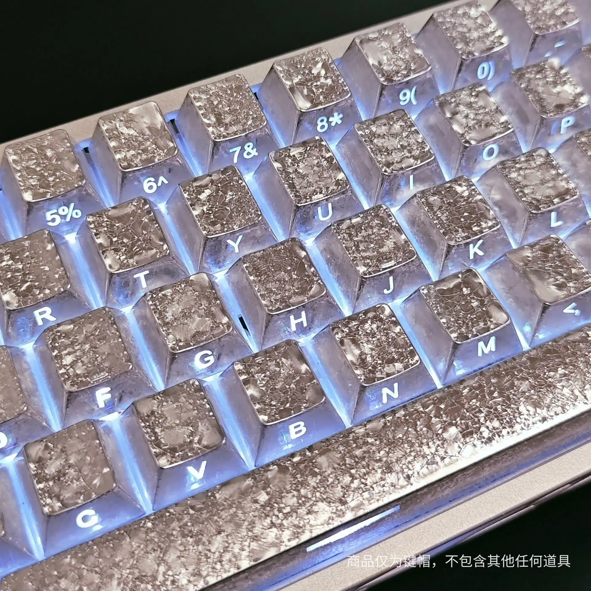 Ice crack metallic paint original side engraving light transmission heat sublimation keyboard cap suitable for night magic