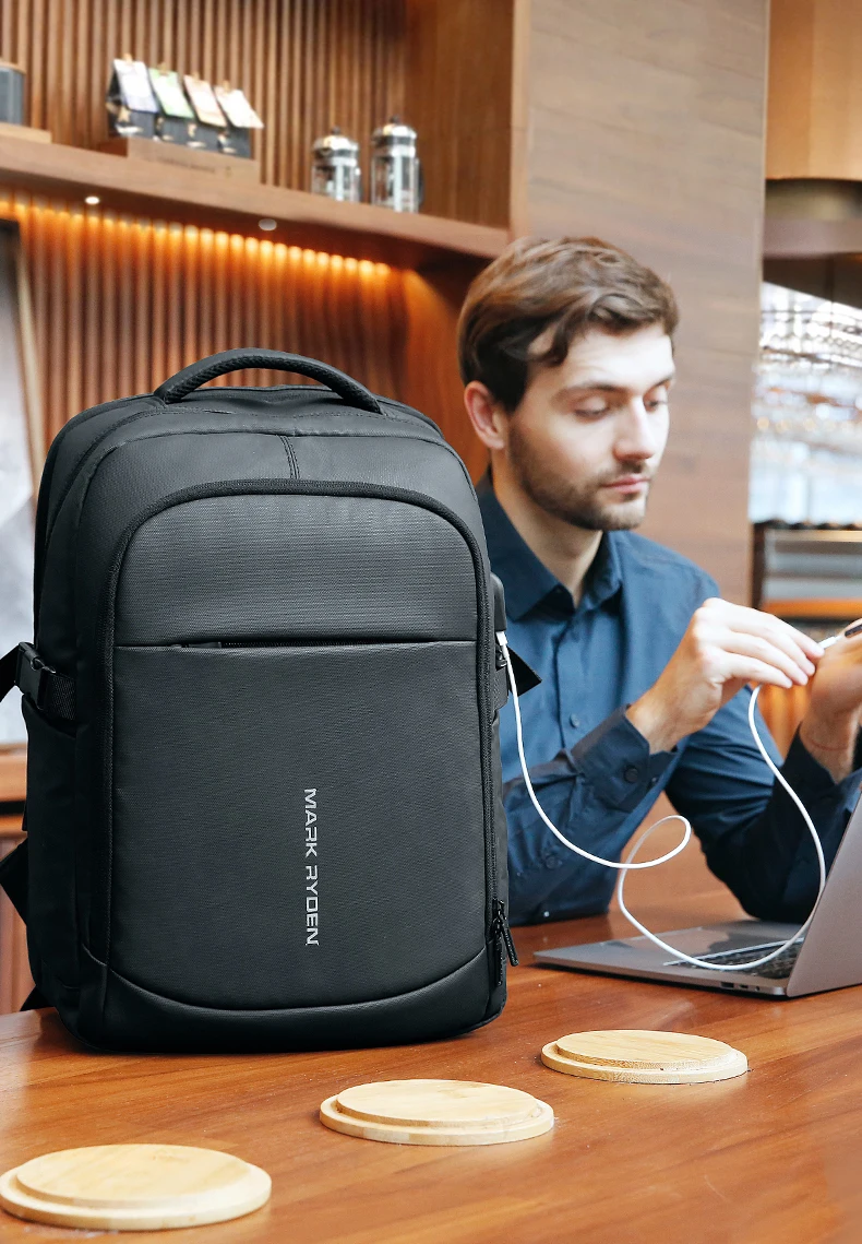 Mark Ryden Mann Rucksack wasserdicht 15,6 Zoll Laptop mehr schicht ige Taschen Tasche Mann USB Aufladen Schul rucksack Reise Mochi las – Detail 1