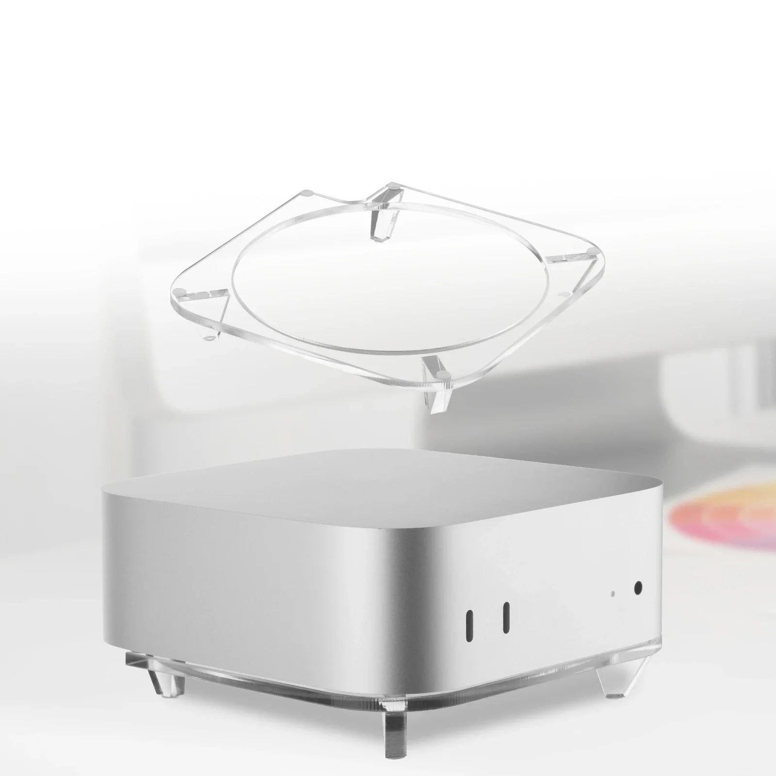 

Desktop Base For Mac Mini M4 2024 Acrylic Non-Slip Docking Station Stable Computer Base Holder, Multi-function Designed Mount