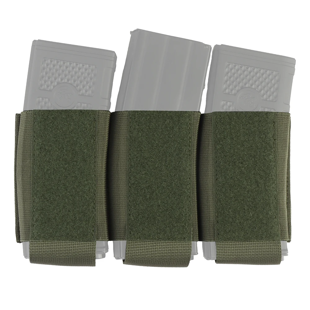 Tactical Triple Magazine Pouch Elastic Kangaroo Rifle Mag Holster Insert 5.56 M4 M16 Mag Bag with Hook Panel for Vests Chest Rig