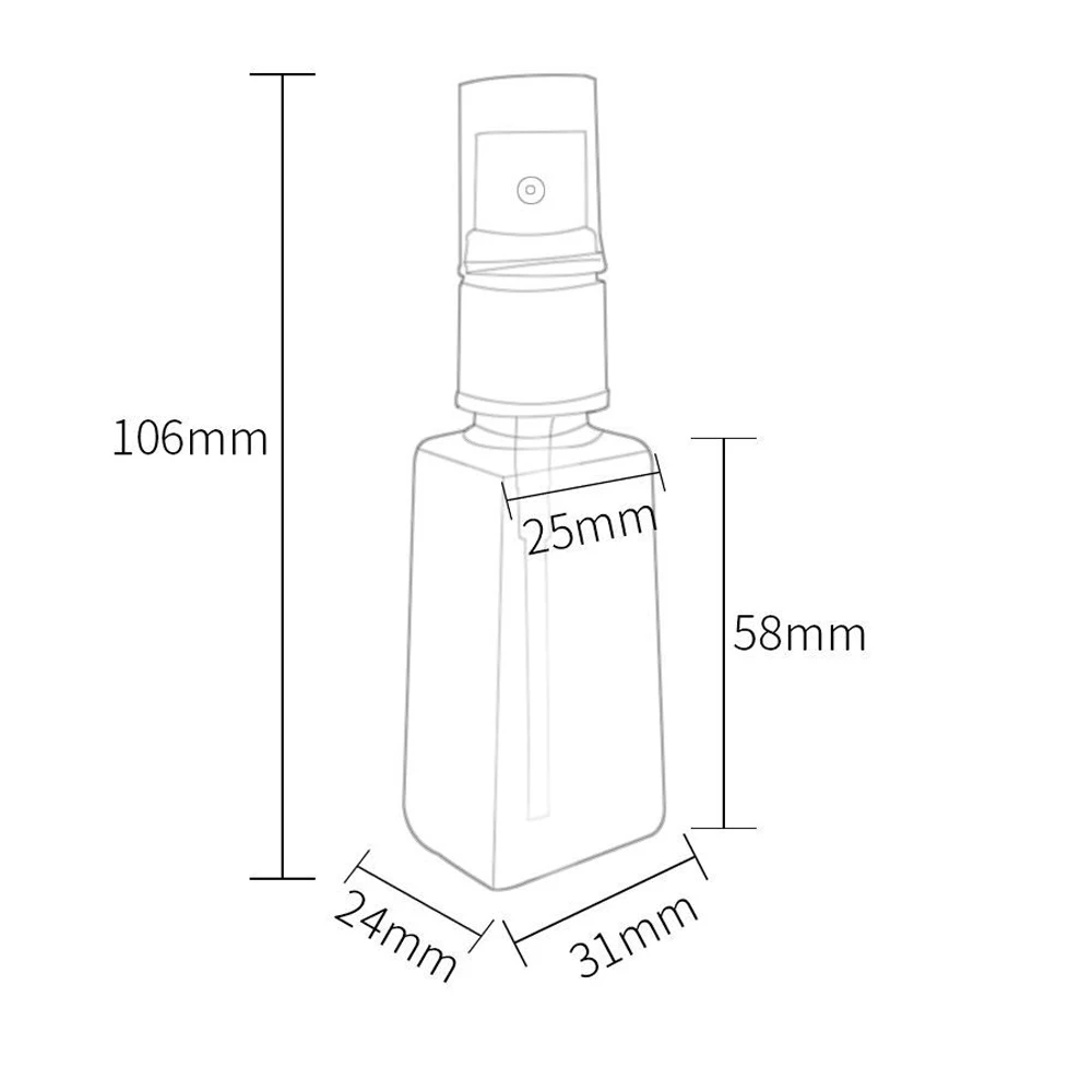 Botella con pulverizador para cosméticos, bote de Gel con tapa abatible, rellenable Trapezoidal vacía, botellas de desinfectante de manos, 10 piezas, 30ml