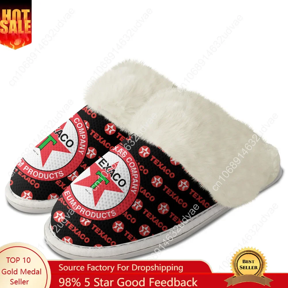 

Texaco Plush Slippers Keep Warm Shoes Mens Womens Home Cotton Bedroom Customized Thermal Lightweight Slipper DIY