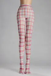 Fashion Retro Plaid Printing Women's Pantyhose British Style Elastic Slim Pixel Mosaic Lolita Hottie Grace Sexy Velvet Tights