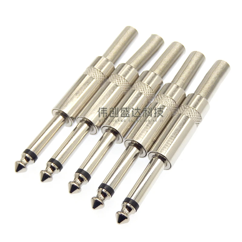 2/5PCS 6,3 MM Mono/Stereo Audio Jack Stecker Stecker Schweißen Linie Kopfhörer Stereo 1/4 6,35 MM 6,3 6,35 2/3 Pole Metall Adapter