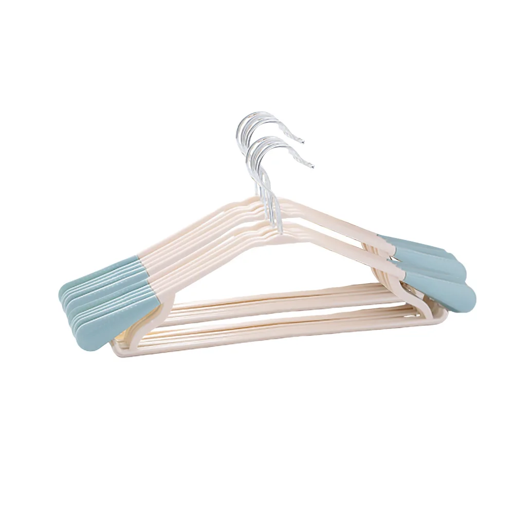 

10pcs Non-Slip Clothes For Coats Trousers Clothes Drying Plastic Trackless Home Hangers Hangers Blue