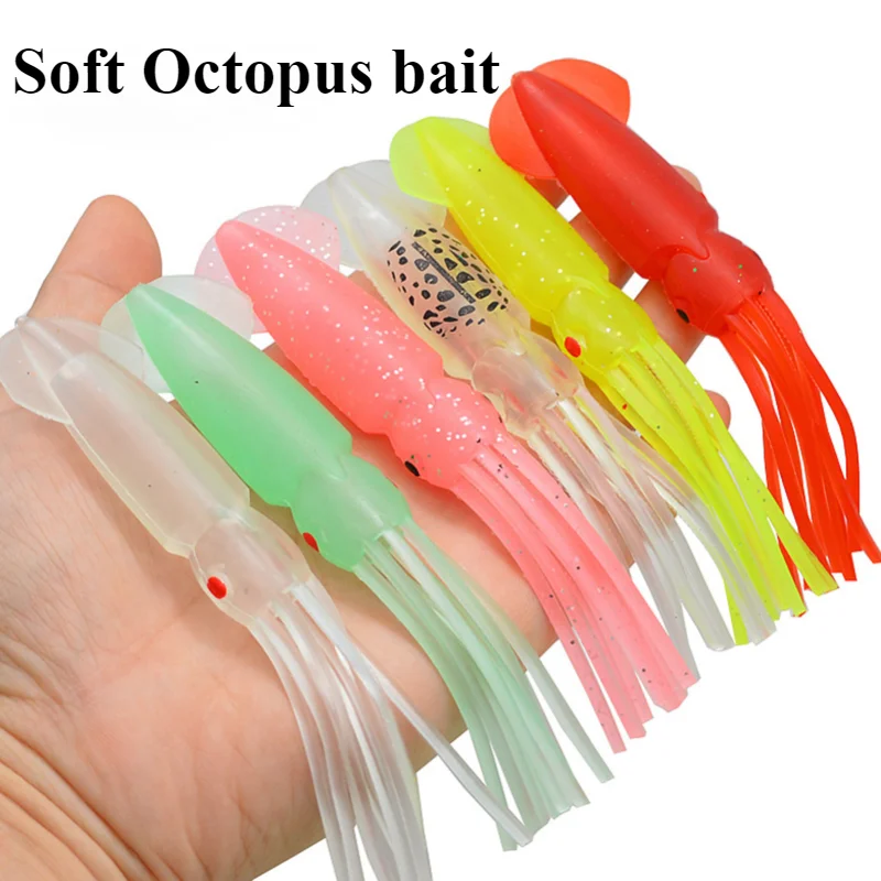 1/6pcs Soft Octopus Fishing Lures 12.5cm 10g Silicone Squid Bait Simulation Octopus Modeling Wobblers Baits Artificial Swimbait