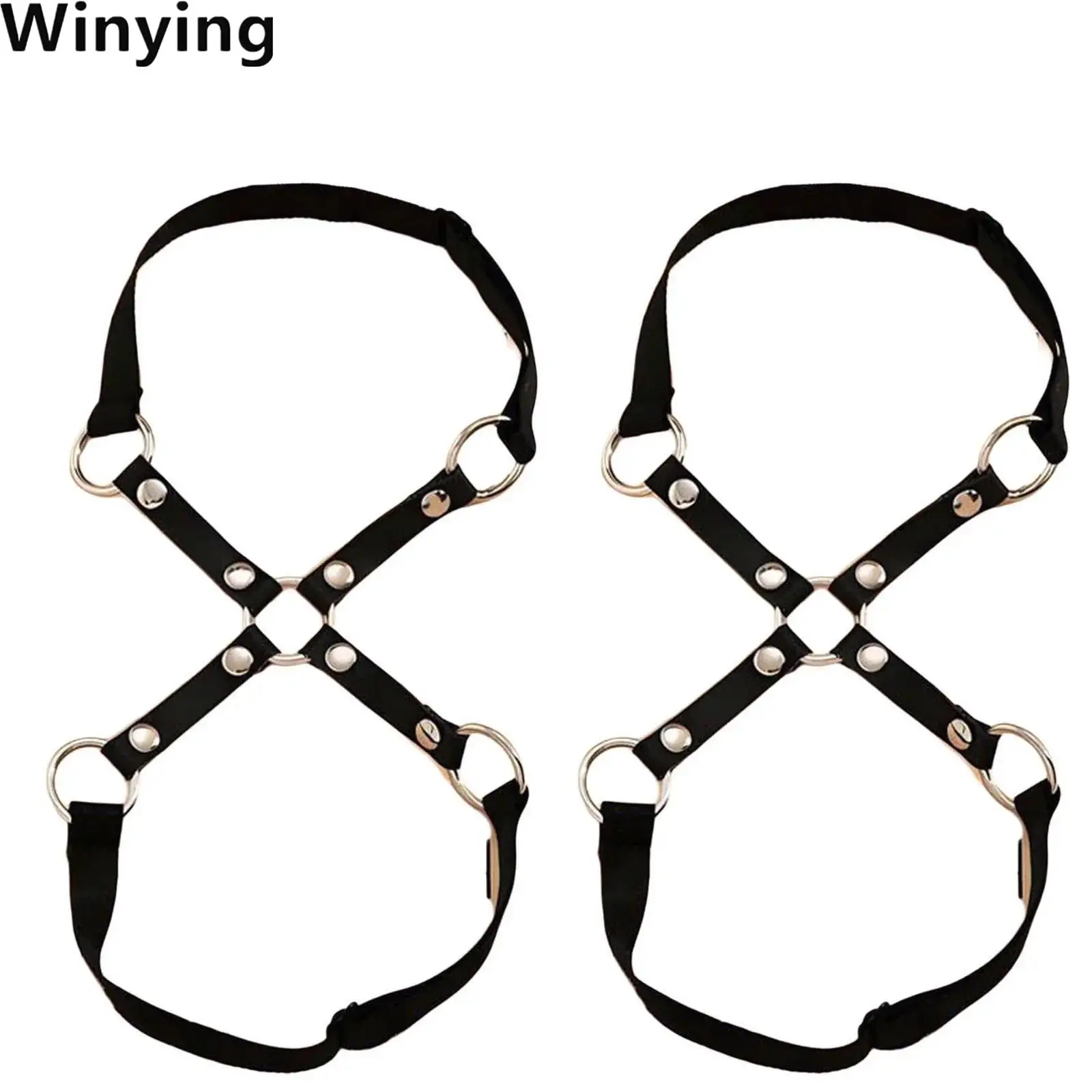 2Pcs Women Punk Leather Garter Belts for Cosplay Spike Party Leg Garter Adjustable Leg Ring Elastic Suspenders