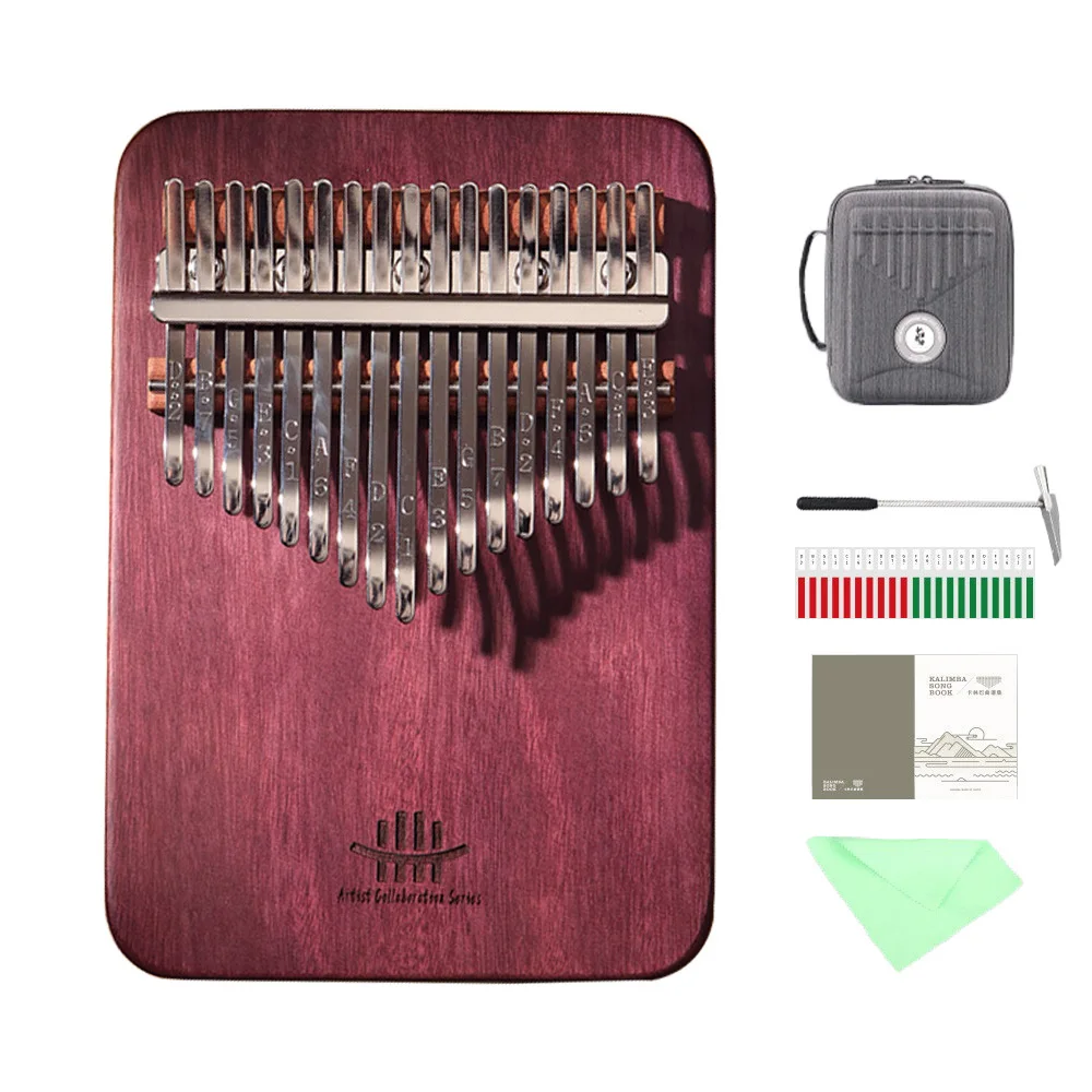 Hluru Professional 17 Key 21 Key Purple Heart Kalimba, Beginner Thumb Piano, C Major Chromatic Mibra with Case Tuning Hammer
