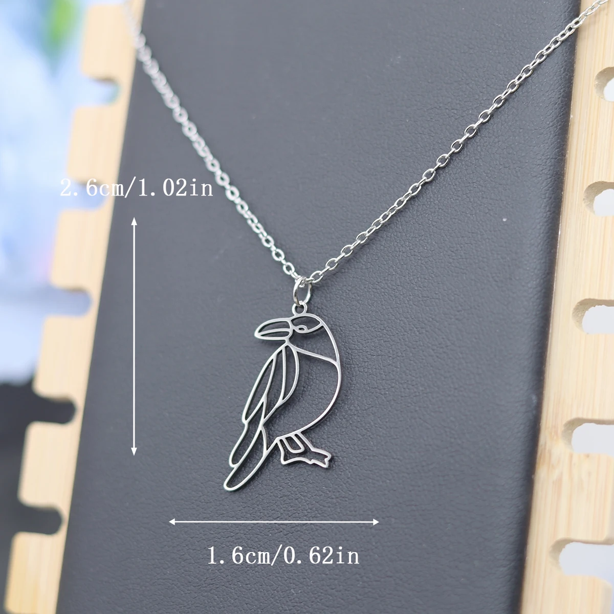 Kinitial Stainless Steel Lovely Parrot Pendant Necklace For Women Girls Cute Bird Animal Macaws Choker Jewelry Birthday Gifts