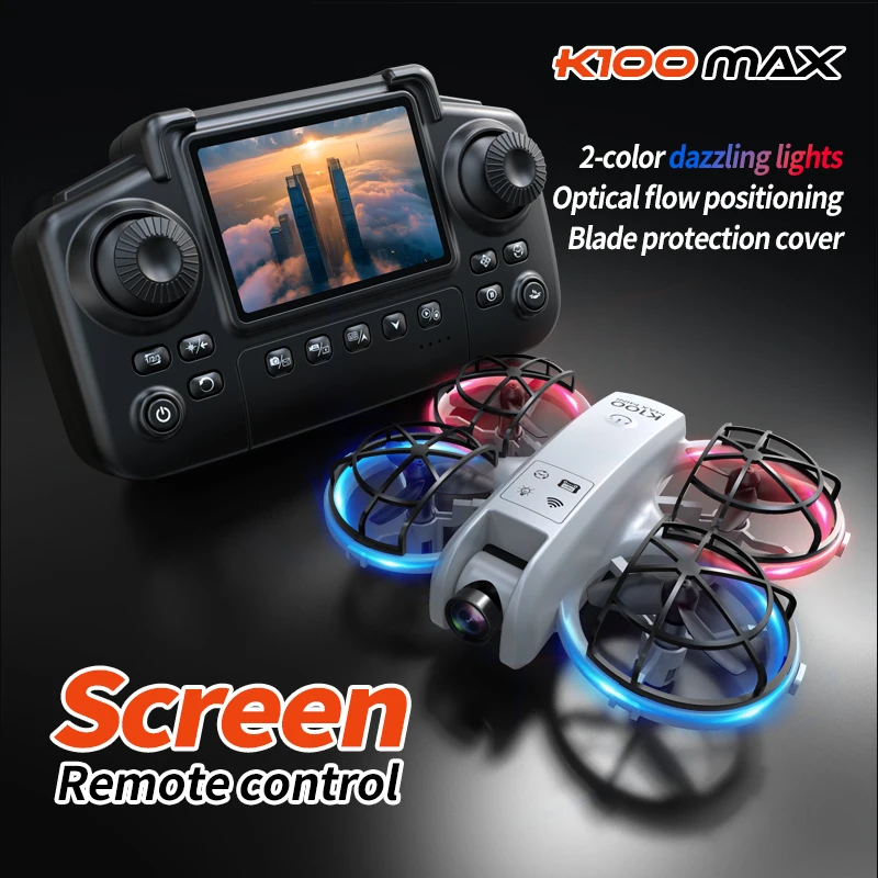 

KBDFA K100 Max RC Drone 4K Professional HD Camera Optical Flow Positioning Colorfuls Dron Foldable RC Quadcopter Toys for Kids