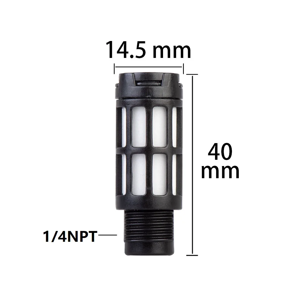 1/4NPT Thread Air Pneumatic Parts Exhaust Muffler Plastic Mechanical Components Silencer Black