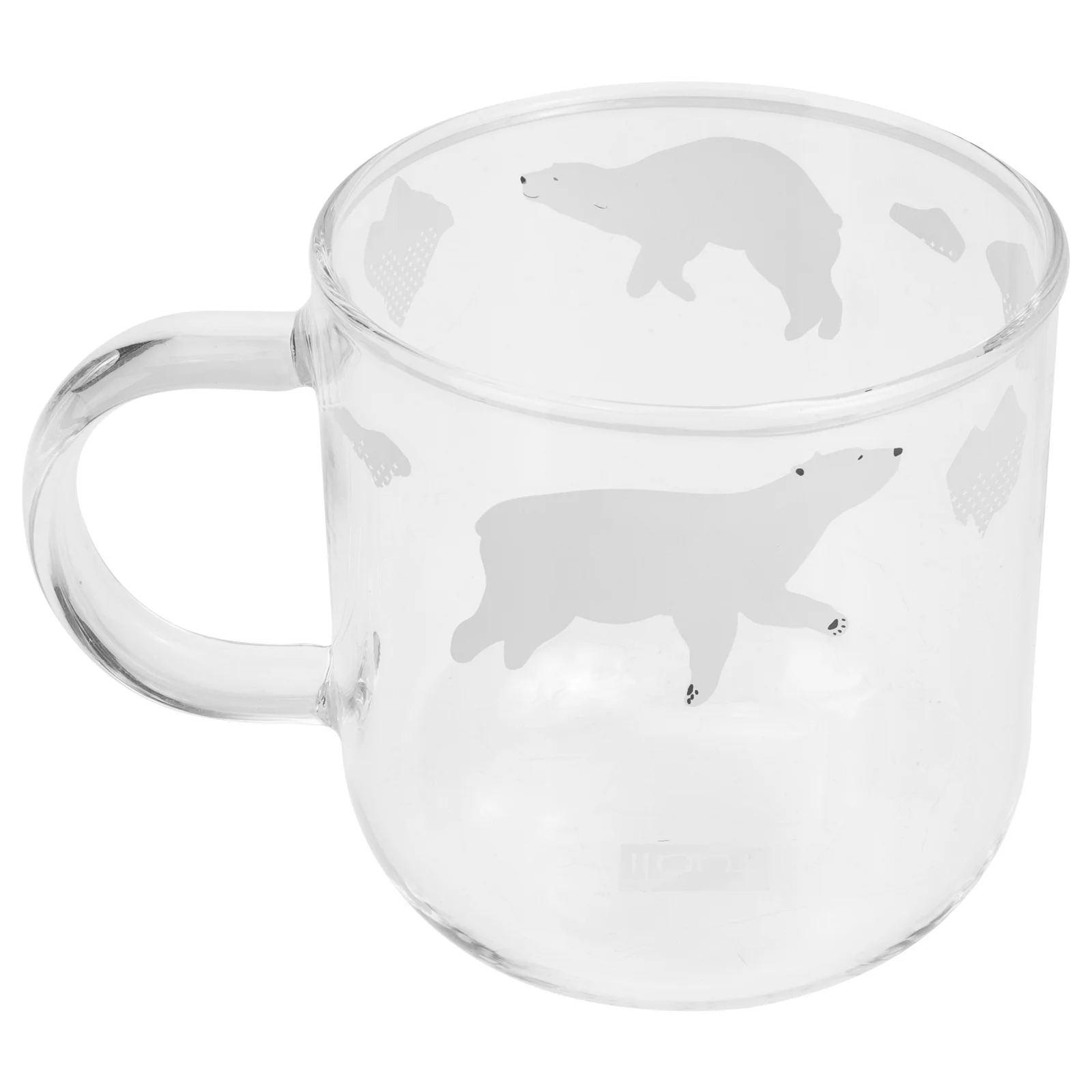 

Polar Bear Glass Water Mug High Borosilicate Clear Milk Coffee Tea Cup Handheld Anti-Scald Handle Office Home Restaurant