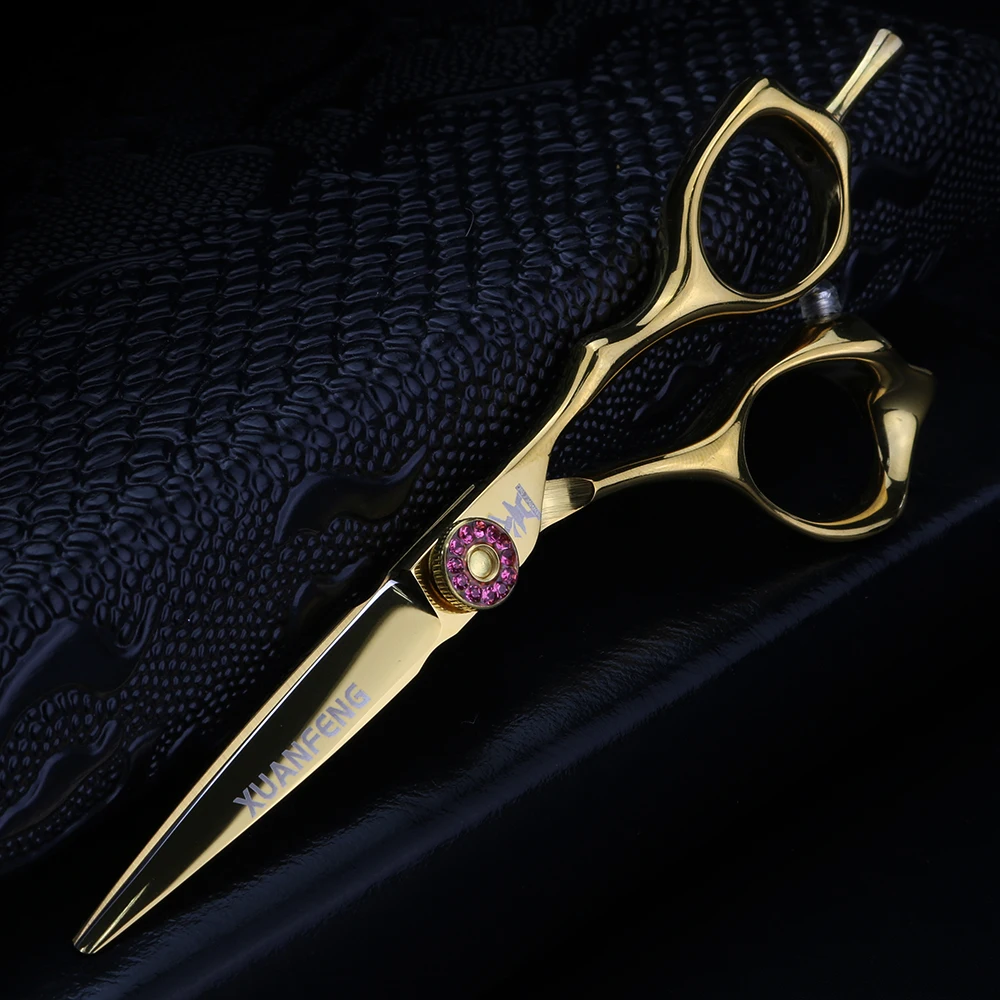 XUANFENG 5 inch Golden Hair Scissors Barber Cutting Scissors and Thinning Scissors