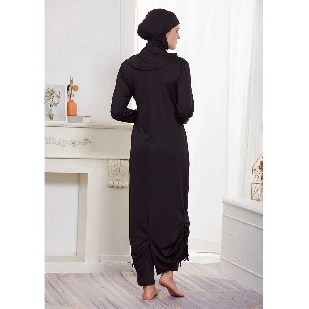 Burkini Met Hijab Moslim Badpak Vrouwen 2024 Nieuwe Badmode Maxi Jurk Islam Maillot Abaya Dubai Bescheiden Lange Gewaad Effen Kleding