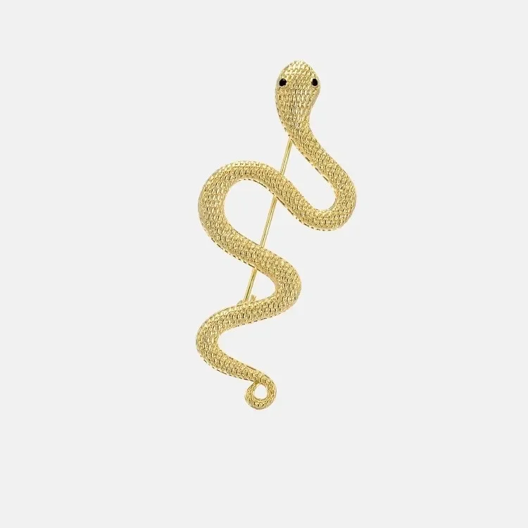 Minimalist Metal Design Zodiac Gilded Snake Shadow Brooch Women's High-end Sense Coat Chest Flower Suit Clip Accessories Pines