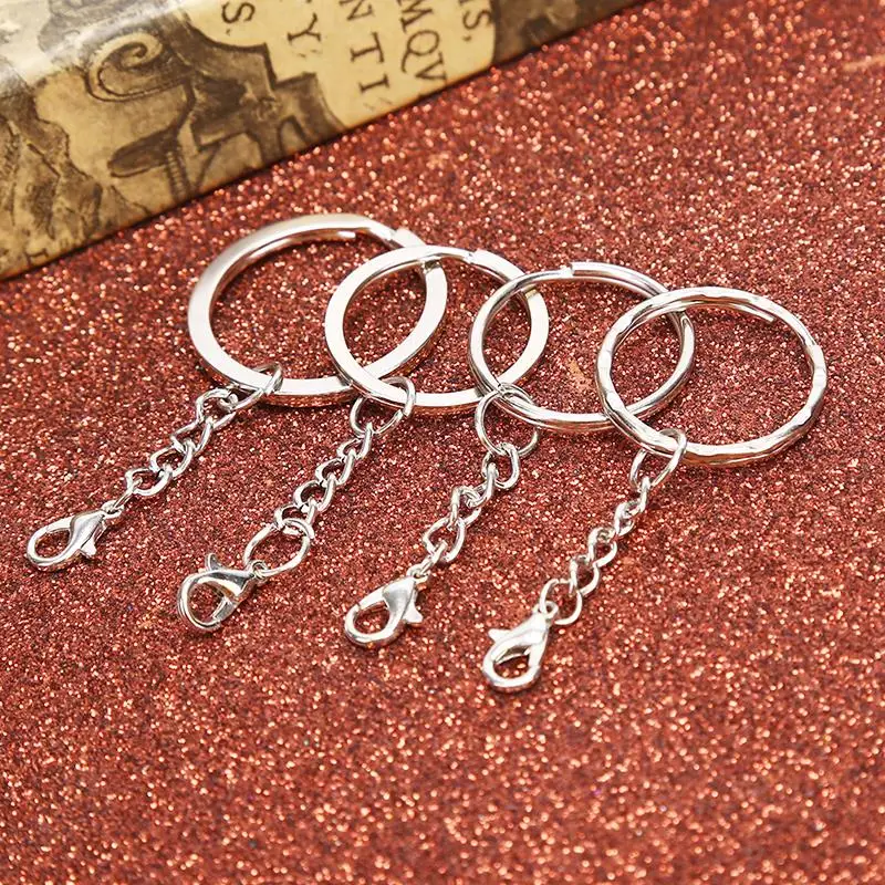 10Pcs/Set Polished Silver Color Key Chains Stainless Alloy Circle 25/30mm Keyrings Jewelry DIY Key Chains Accessories