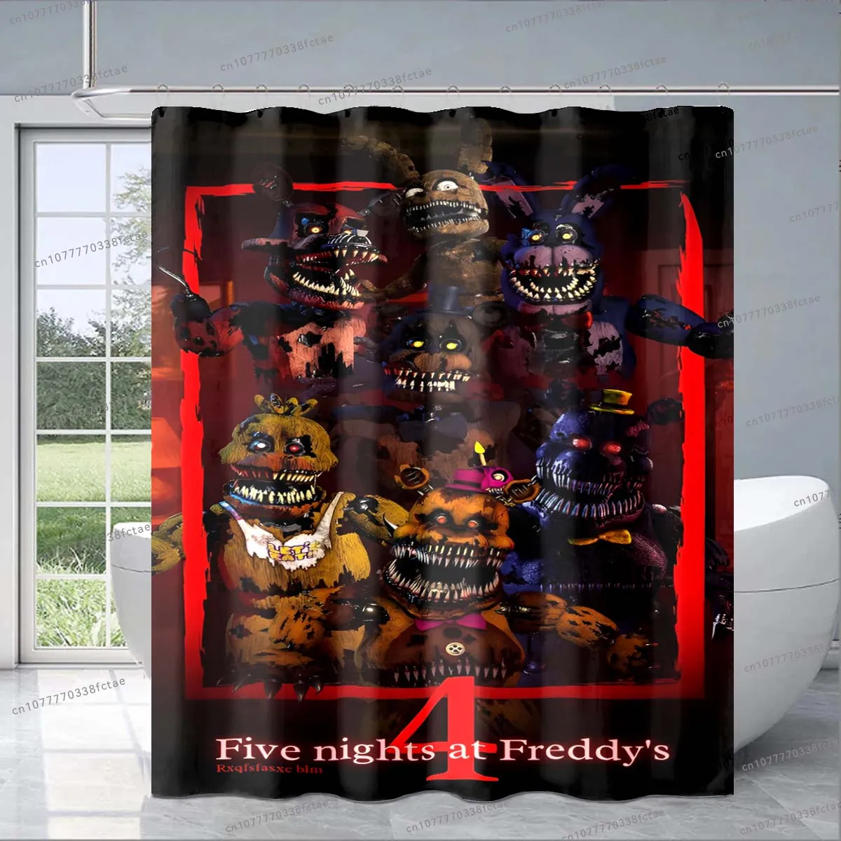 FNAF Horror Game Cartoon Shower Curtain Freddy Design Pattern Shower Curtain Adult Children Bathroom Decoration Birthday Gift