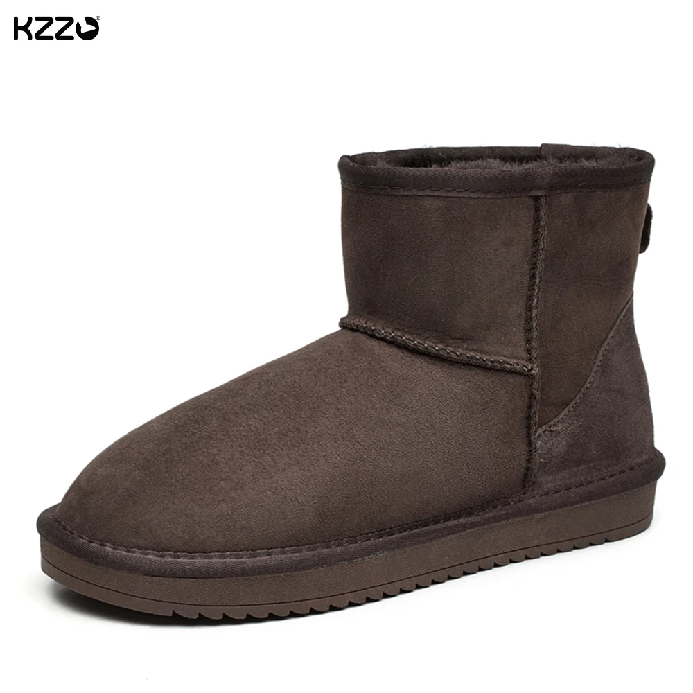 Men's Genuine Sheepskin Winter Boots Winter Warm Shoes With Fur Thermal Snow Waterproof Non-Slip Extreme Warm -38°C Black