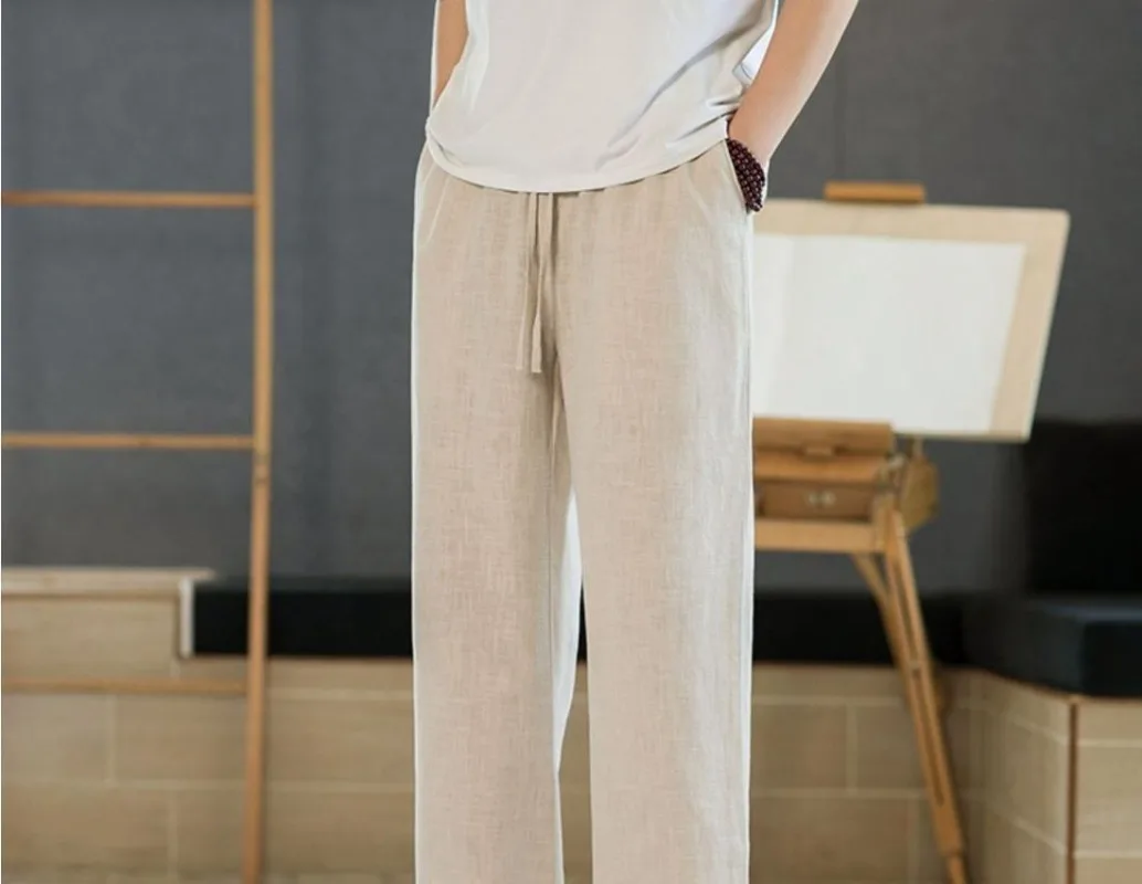 

Летние свободные и удобные брюки в гонконгском стиле, повседневные широкие брюки из ледяного шелка для пешего туризма, популярные повседневные и простые спортивные брюки