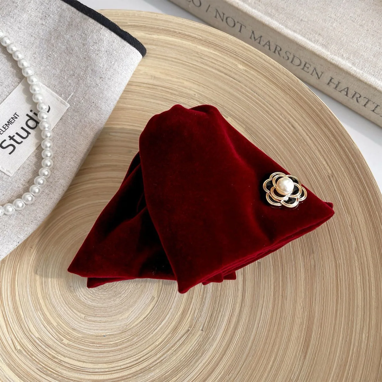 1 قطعة مشبك شعر مثلث كاميليا مخملي عتيق للنساء ، نمط راقي ، دبوس شعر خلفي للرأس ، إكسسوار شعر بمشبك قرش أوبدو #6