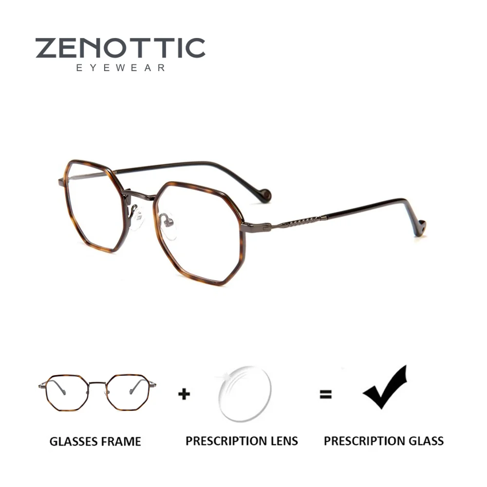 

ZENOTTIC Womens Polygon Eyeglasses Metal Frame Prescription Lenses Business Style Optical Glasses for Work