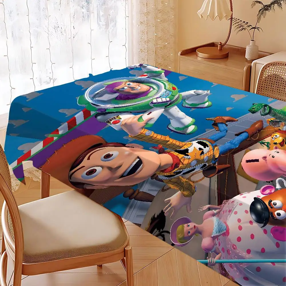 T-Toy Cartoon S-Story Table Cloth Tablecloth Waterproof Oil-Proof Stain-Resistant Wipeable Rectangle Table For Indoor