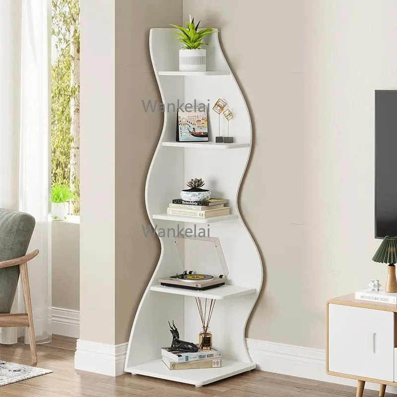 

White Stand Shelf Corner Storage Shelf Bookshelf White Corner Bookshelf Wooden Rack for Bathroom Living Room Display Shelf